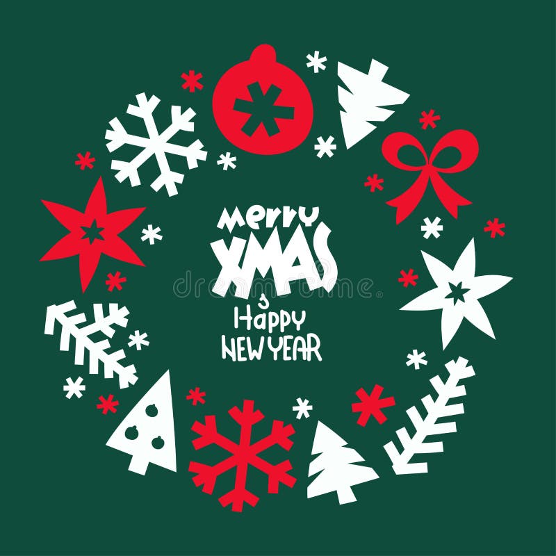 God jul och gott nytt årskort royaltyfri illustrationer