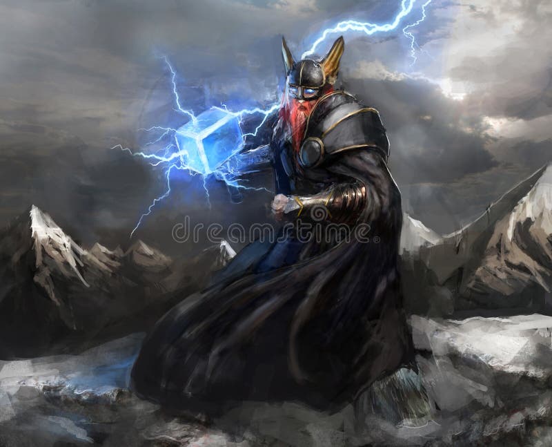 God of lightning thor stock illustration. Illustration of norse - 36696379