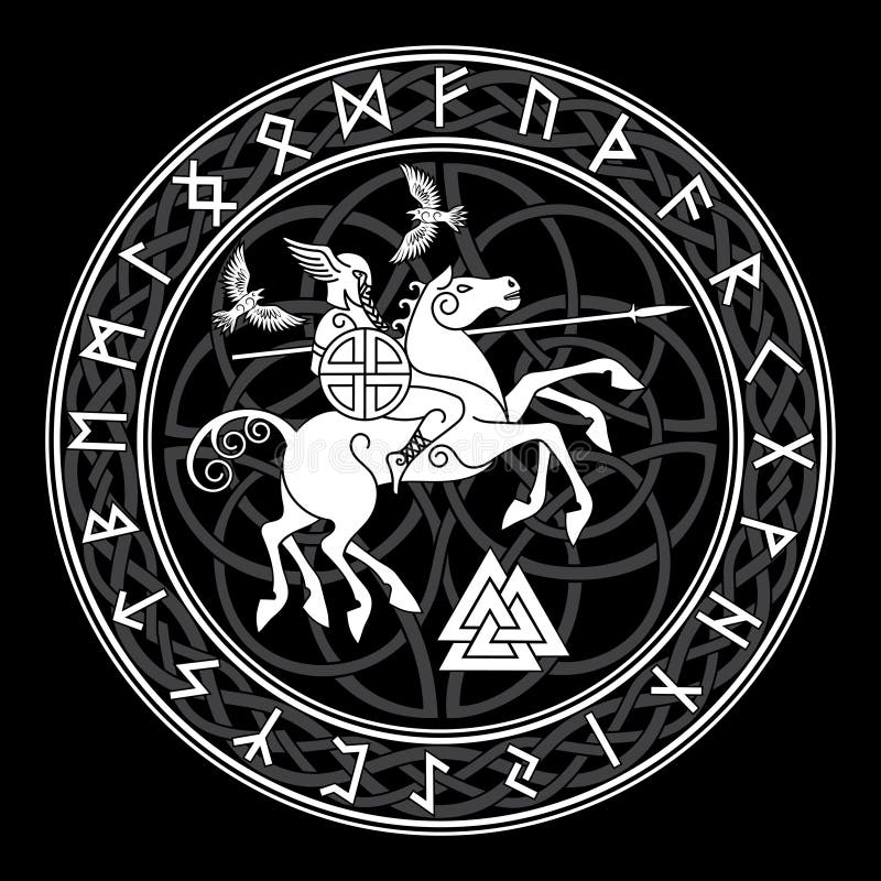 Viking Norse Mythology Wotan, Sleipnir, Twin Ravens T-Shirt Viking Norse Mythology Wotan, Sleipnir, Twin Ravens T-Shirt