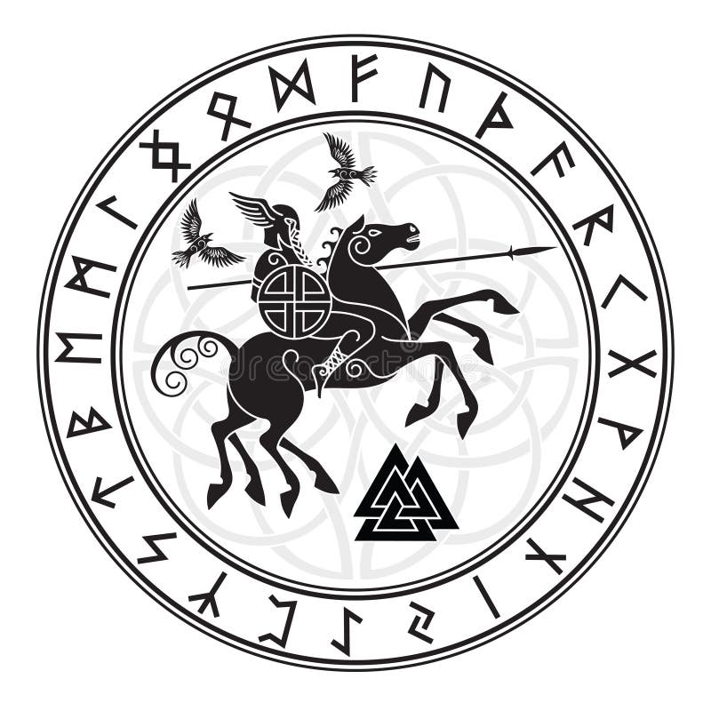Viking Norse Mythology Wotan, Sleipnir, Twin Ravens T-Shirt Viking Norse Mythology Wotan, Sleipnir, Twin Ravens T-Shirt