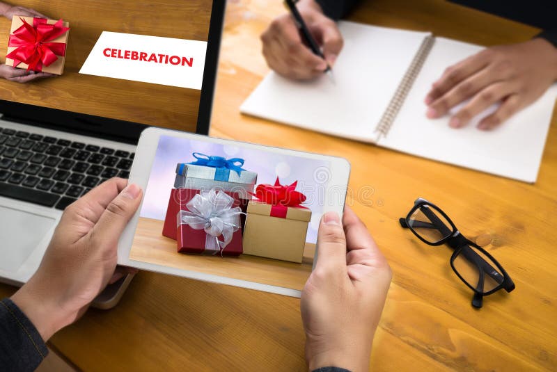 Goda för Xmas för parti för beröm för BERÖMFERIEjul lycklig arkivbild