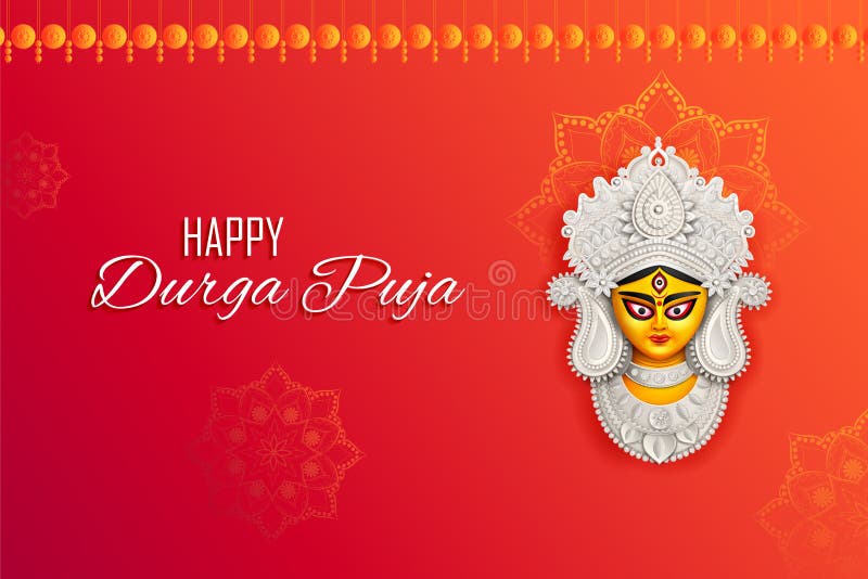 Goddess Durga Face in Happy Durga Puja Subh Navratri Indian Religious  Header Banner Background Stock Vector - Illustration of durga, dashami:  156317608