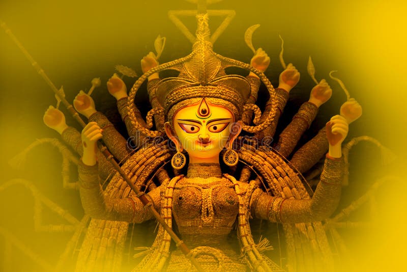 Goddess Durga Face in Happy Durga Puja Subh Navratri Maa Background Stock  Image - Image of pray, ashram: 194673099