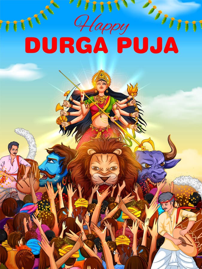 Goddess Durga in Happy Durga Puja Subh Navratri Indian Religious Header Banner Background Stock Vector - Illustration of festival, dhunuchi: 158180571 Goddess Durga in Happy Durga Puja Subh Navratri Indian Religious Header Banner Background Stock Vector - Illustration of festival, dhunuchi: 158180571