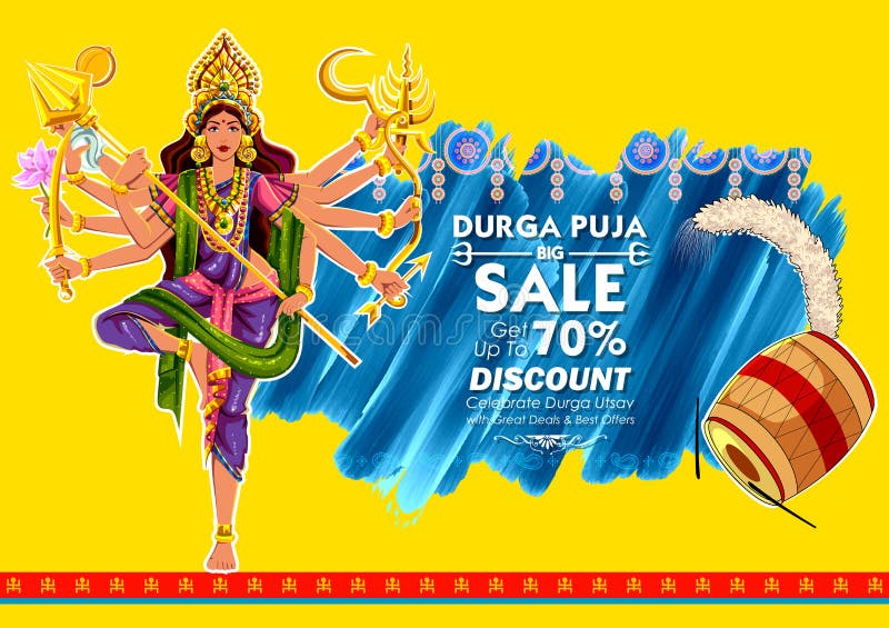 Goddess Durga in Subho Bijoya Happy Dussehra background stock illustration Goddess Durga in Subho Bijoya Happy Dussehra background stock illustration