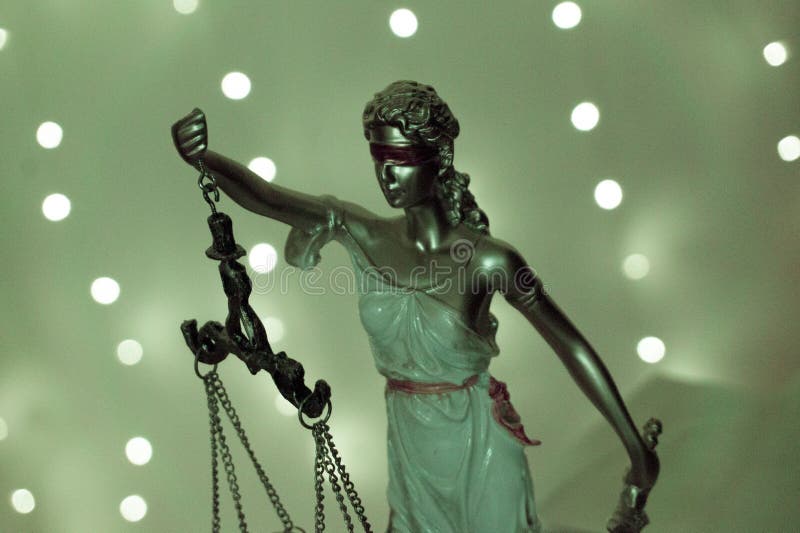 Goddess of justice representative of the law stock images
