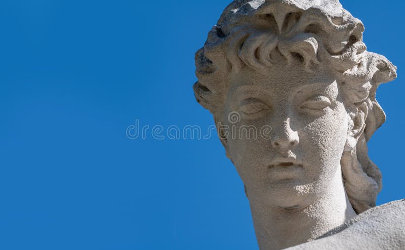 The goddess of love in Greek mythology, Aphrodite Venus in Roman mythology Close up fragment of an ancient statue. Horisontal