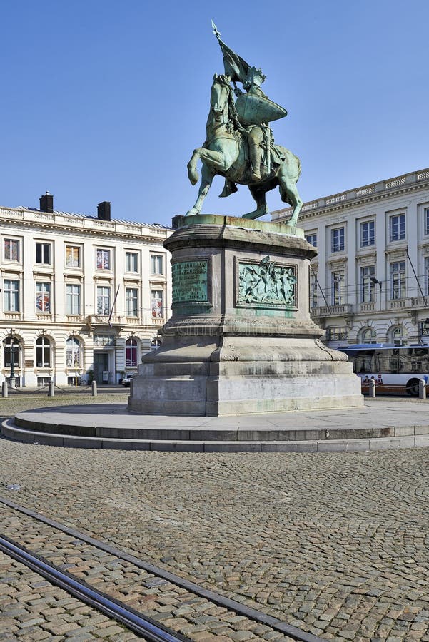 Godefroid De Bouillon Statue Bruxelles La Belgique Photo stock