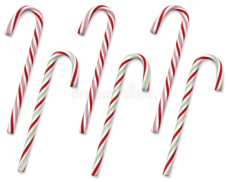 Set of 6 traditional holiday candy canes isolated on white with clipping paths. Set of 6 traditional holiday candy canes isolated on white with clipping paths.