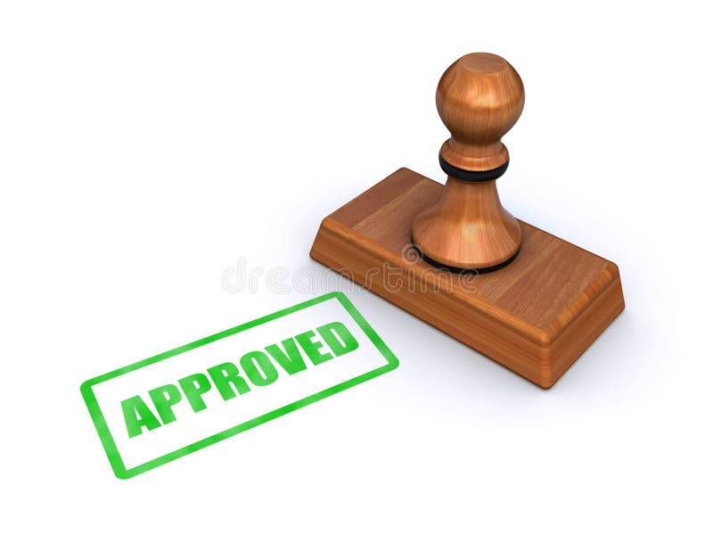 Rubber stamp with the word approved, isolated on a white background (3d render). Rubber stamp with the word approved, isolated on a white background (3d render)