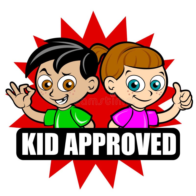 Kid Approved Icon / Mark / Seal with girl and Boy. Kid Approved Icon / Mark / Seal with girl and Boy
