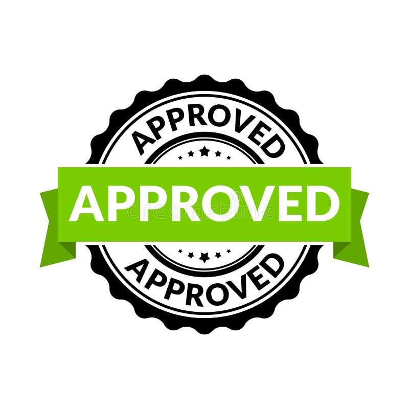 Approved seal stamp sign. Vector rubber round permission symbol for approval background. Approved seal stamp sign. Vector rubber round permission symbol for approval background.