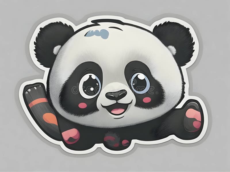 Godni podziwu wojownicy pandy : naklejka panda wector kung fu z bigeyed i uroczym rysunkiem ilustracja wektor