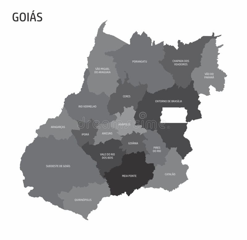 Goias State regions map stock illustration