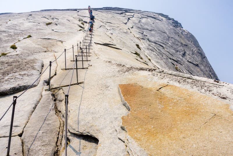 Going up on the Half Dome cables on a summer day