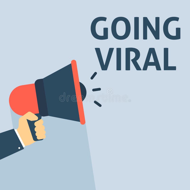 GOING VIRAL Announcement. Hand Holding Megaphone With Speech Bubble vector illustration GOING VIRAL Announcement. Hand Holding Megaphone With Speech Bubble vector illustration
