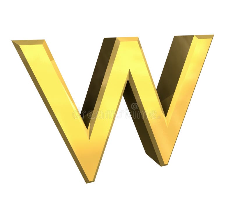 Gold 3d  letter  W  stock illustration Illustration of word 