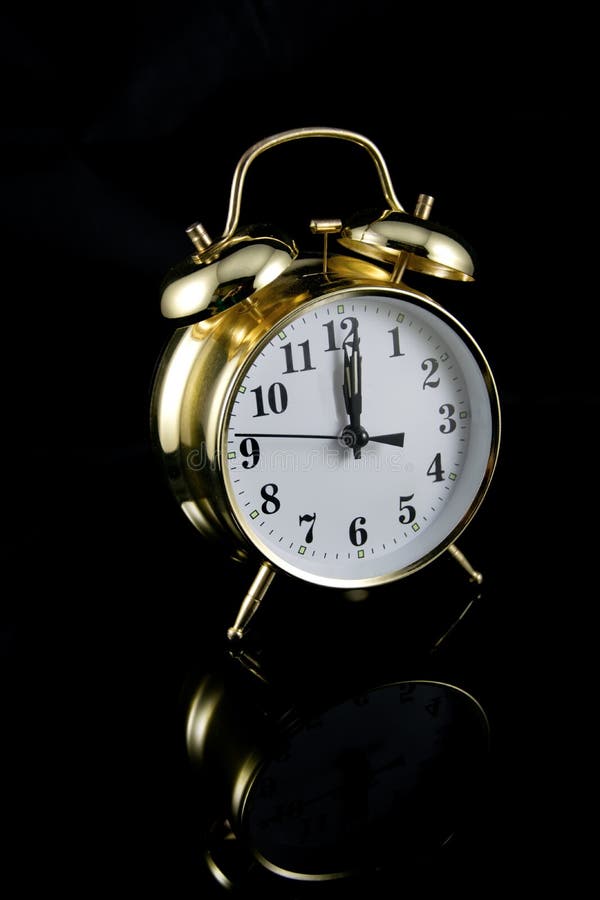 Big gold alarm clock stock image. Image of timer, single 50773435