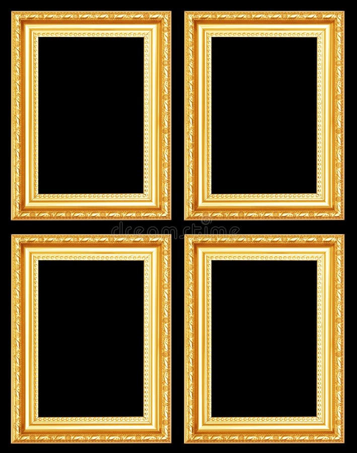 Gold Antique Frame Isolated on Black Background Stock Image Image of