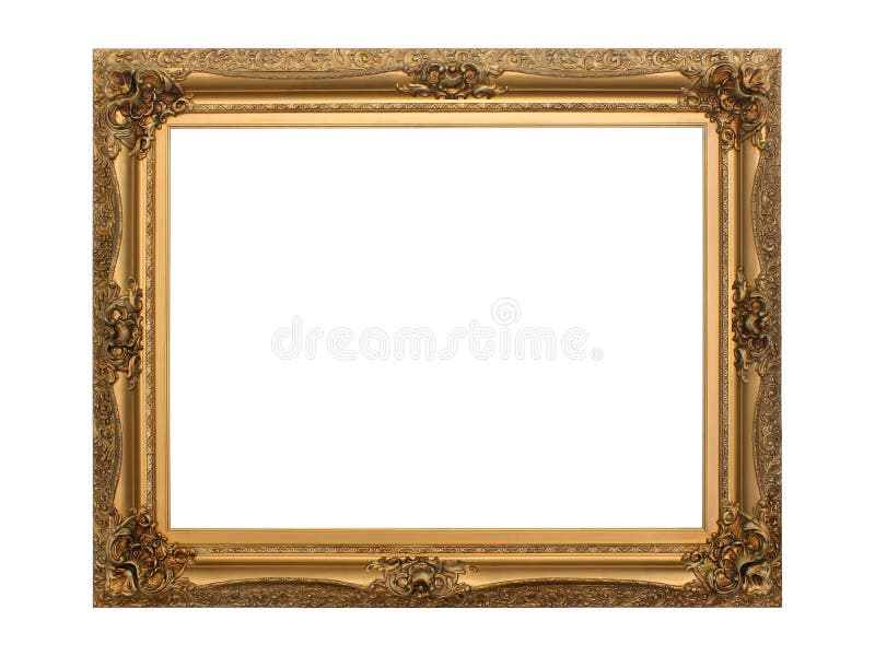 Gold antique frame isolated with clipping path