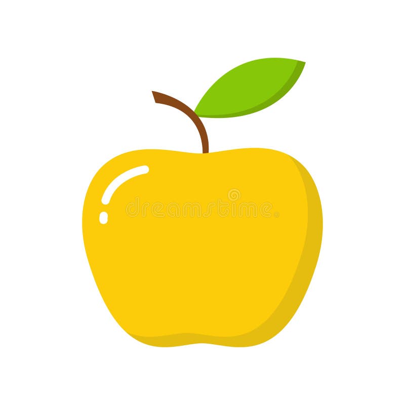 Gold Apple Icon. Flat Illustration Of Gold Apple Vector Icon For 