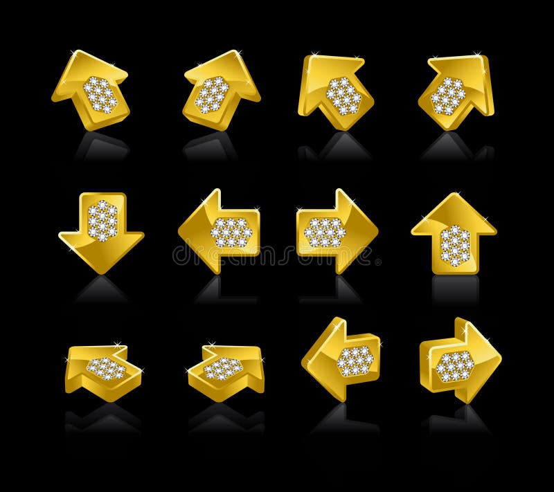 Gold arrows stock illustration. Illustration of shadow 22588813