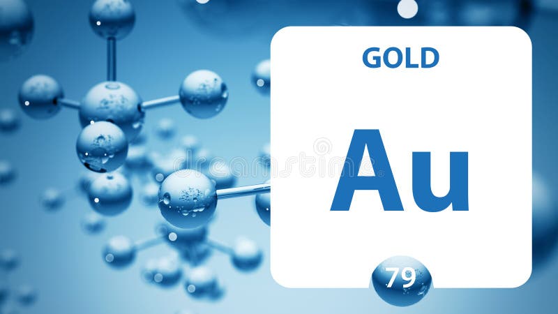 Gold Au, знак химического элемента Трехмерная отрисовка, изолированная на белом фоне Золотой химикат 79 элемент для научных экспе иллюстрация штока