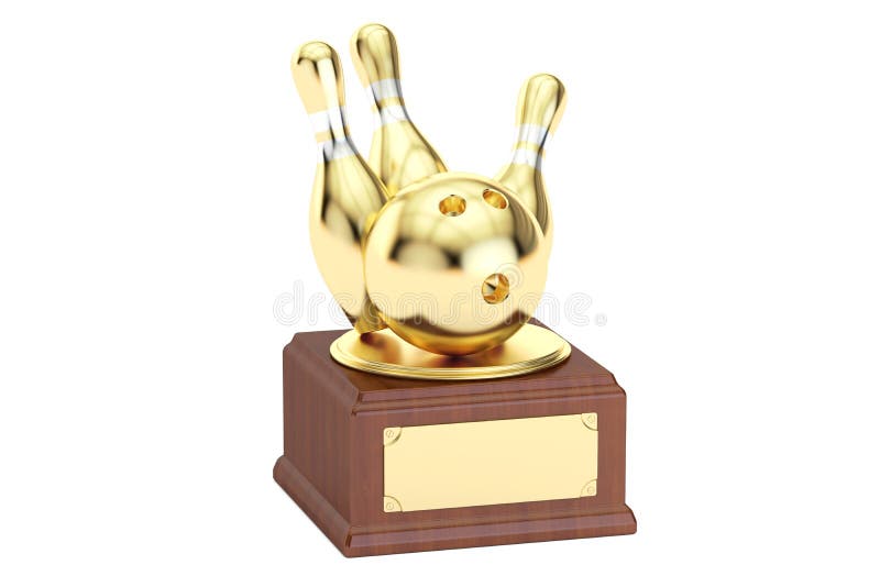 Gold Award Cup Bowling, 3D Rendering Stock Illustration Illustration