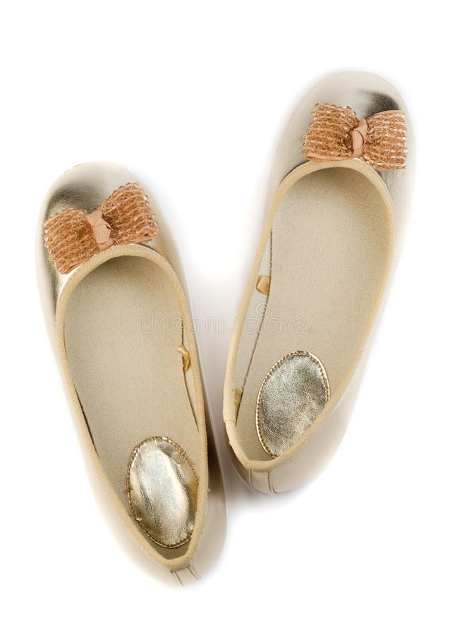 Gold Ballet Shoes for Women. Stock Image Image of objects, leather 39421293