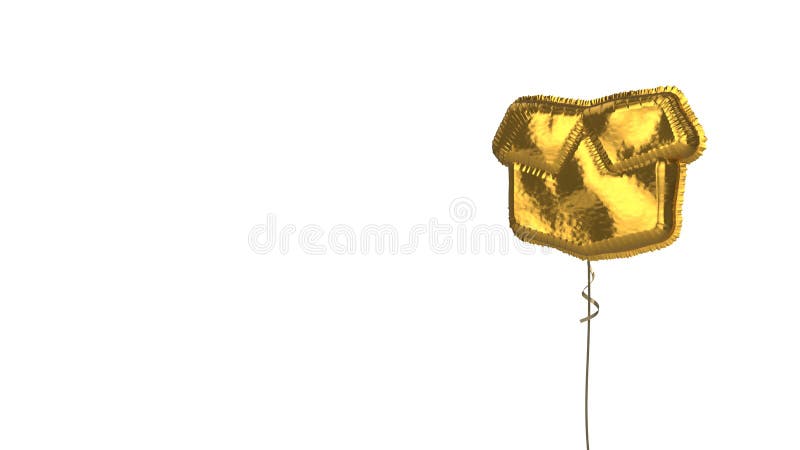 Golden Balloon Ribbon Isolated White Background — Stock Photo