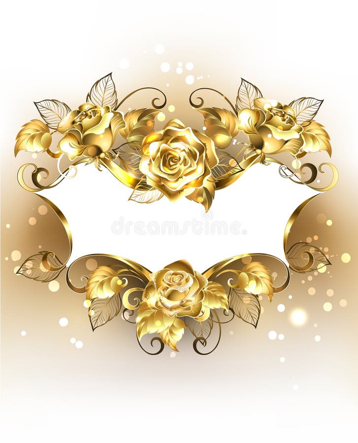 Gold banner with gold roses