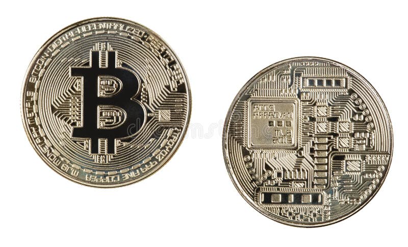 Gold Bitcoin isolierte auf einem weißen Hintergrund stockfotografie