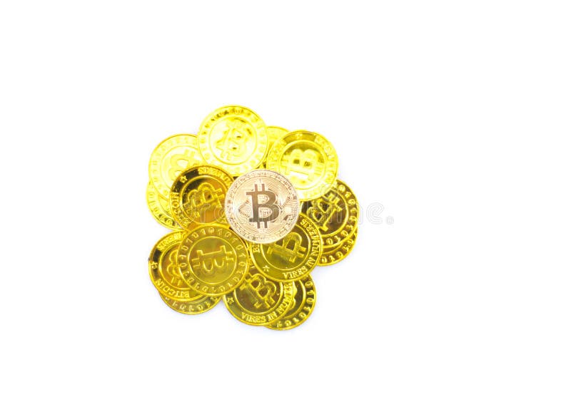Gold-bitcoin lokalisiert auf weißem Hintergrund