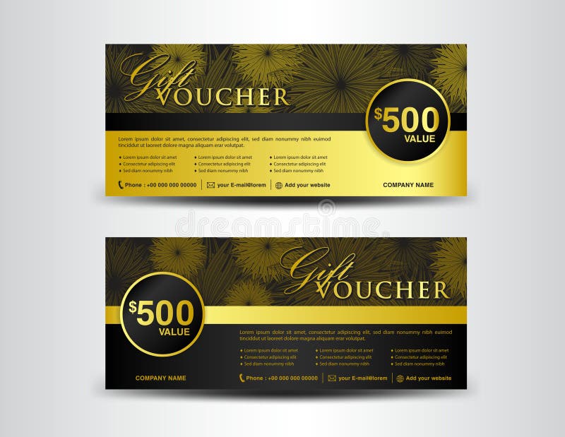 Gold and black Gift Voucher template, coupon design,ticket, bann