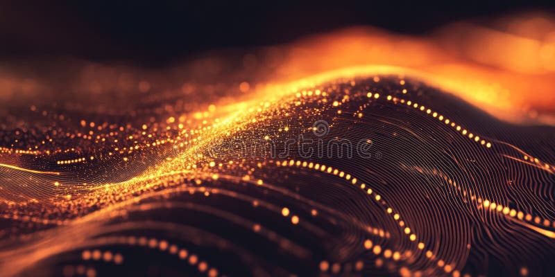 A gold and black image of a wave with many dots vector illustration