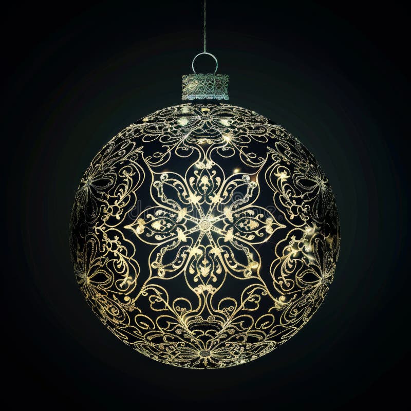 A gold and black ornament with a flower design hanging from a string royalty free illustration