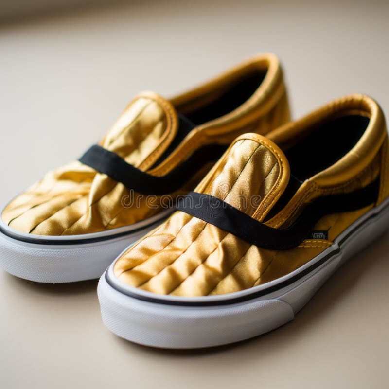 Gold and Black Slip on Vans with Organza Stripes Stock Illustration ...
