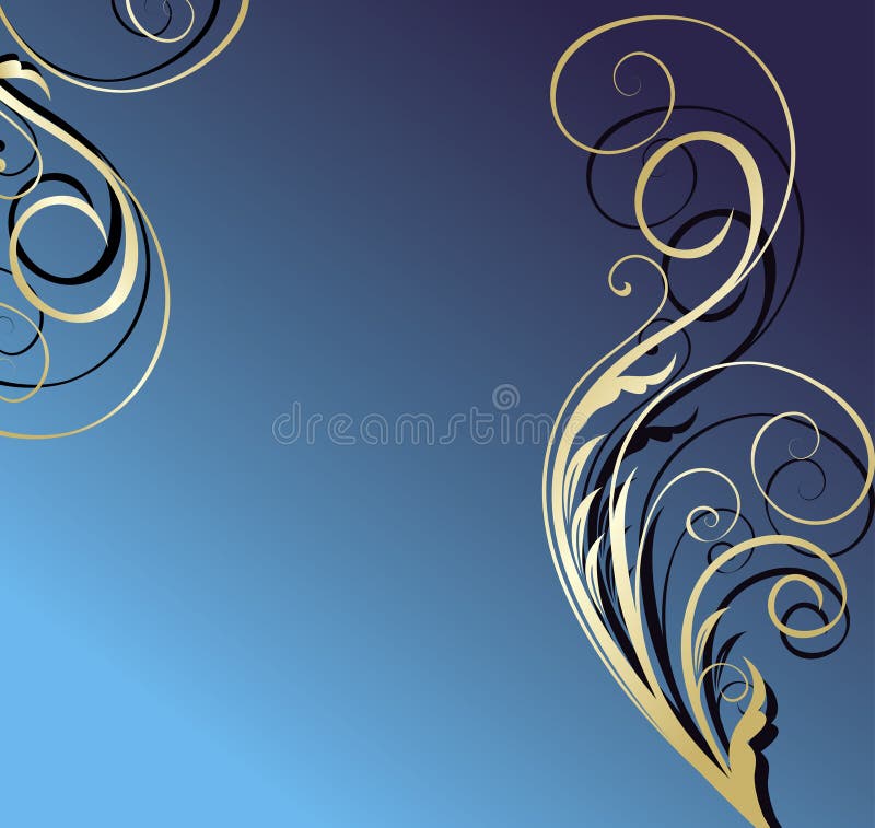 Gold And Blue Floral Background Stock Vector Illustration of