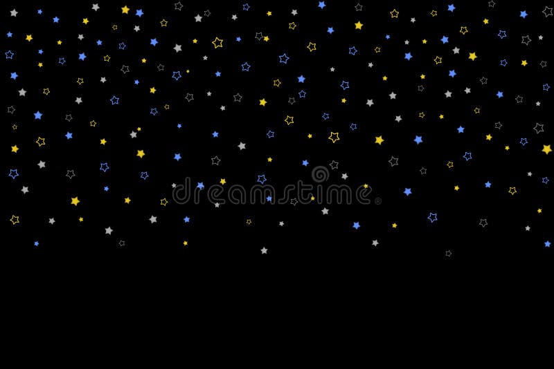 Gold, Blue Stars, Sprocket, Shiny Confetti on Black Background. Falling Stars  Effect. New Year Christmas Background Stock Illustration - Illustration of  effect, magic: 166474380