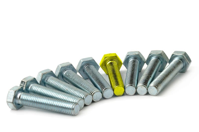Gold Bolt among Usual Bolts Stock Photo Image of connectors, bolts