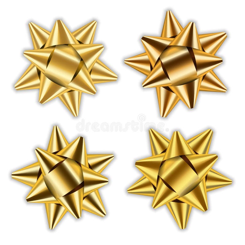 Gold bows or ribbon Decorative bow, 3d set 13367753 PNG