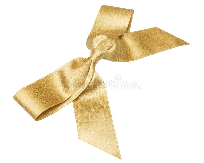 Gold Ribbon with Bow Isolated on White Background. Holiday Christmas