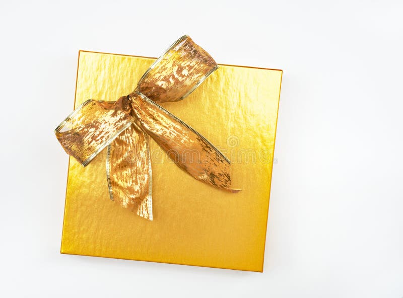 Gold Box & Bow stock photo. Image of formal, metallic 89852588