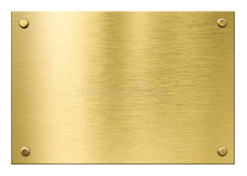 Gold Or Brass Metal Plaque With Rivets Isolated Stock Image Image Of