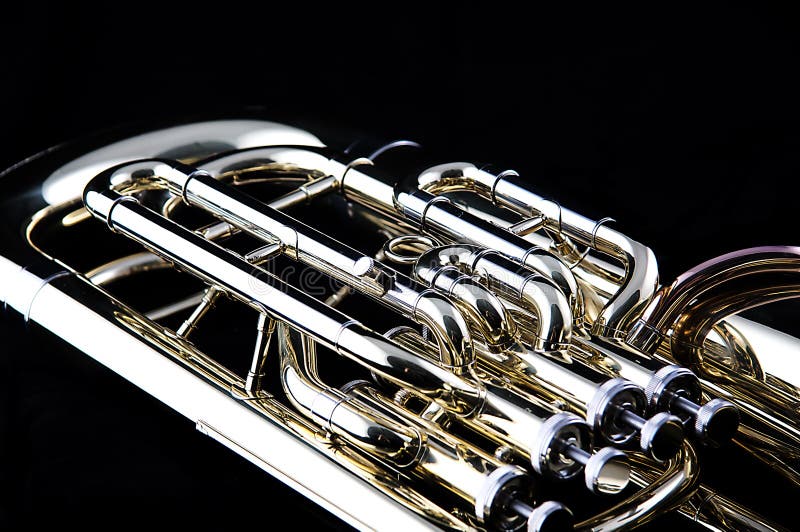 Gold Brass Tuba Euphonium stock photo. Image of tuba, instrument 6345880