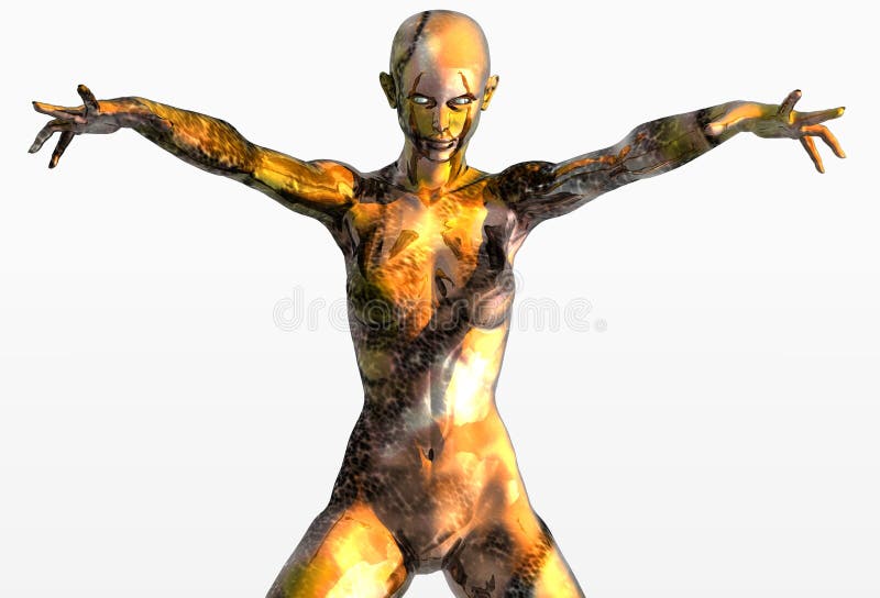 Gold and bronze marble girl