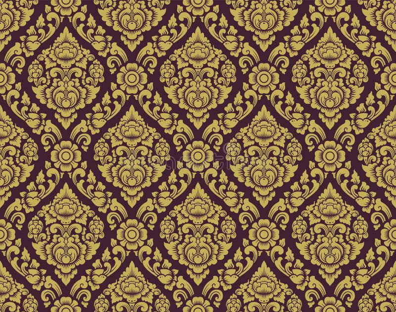 Gold and Brown Lai Thai Pattern ,Thai Traditional Background with ...
