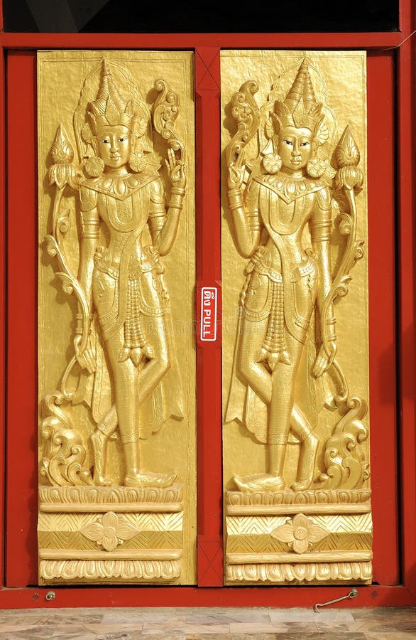 A Gold Buddha Door in Thailand