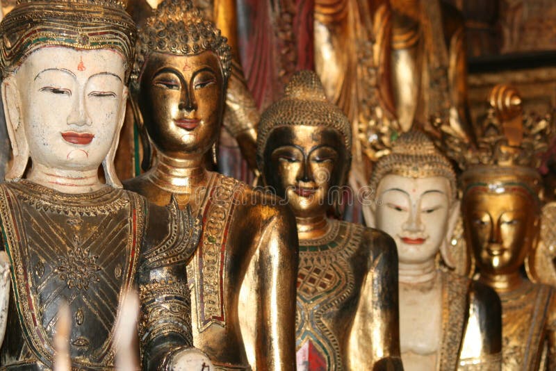 Gold Buddha statues, Thailand.