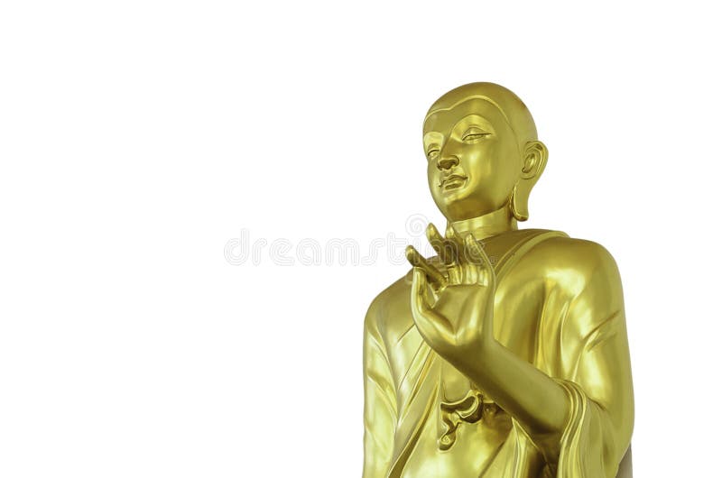 Gold Buddha on White Background with Clipping Path